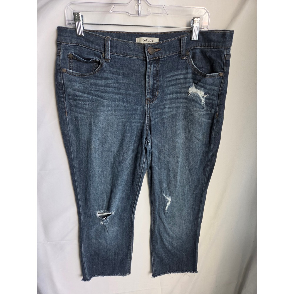 Refuge Jeans Women Blue Medium Wash Slim Mid Rise Capri